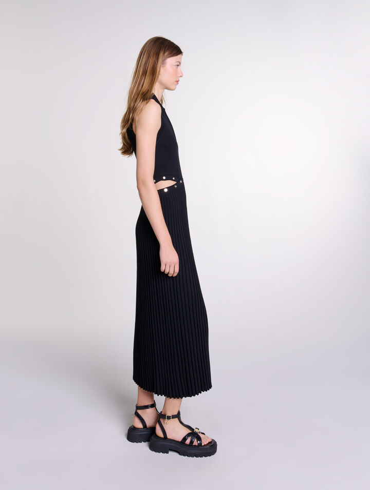 Robe longue en maille côtelée