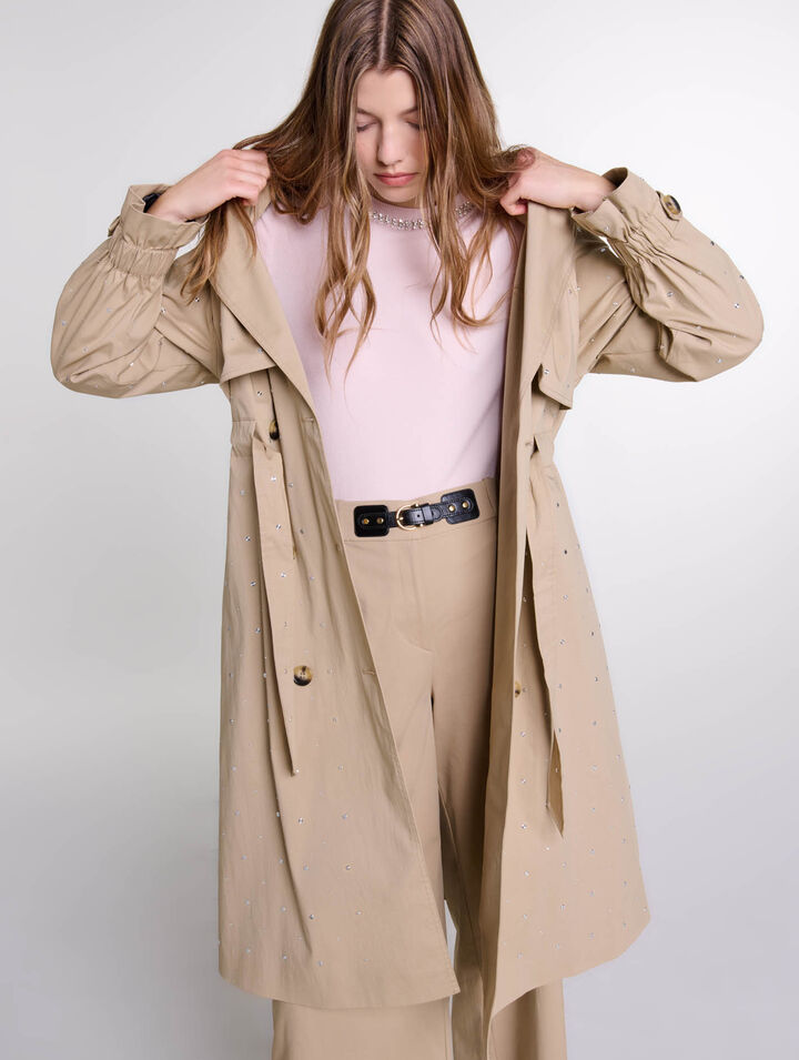 Trench clouté taille élastiquée
