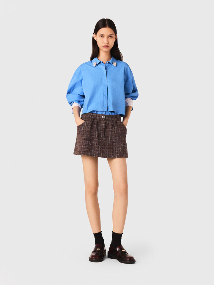 Short en tweed avec bande élastique