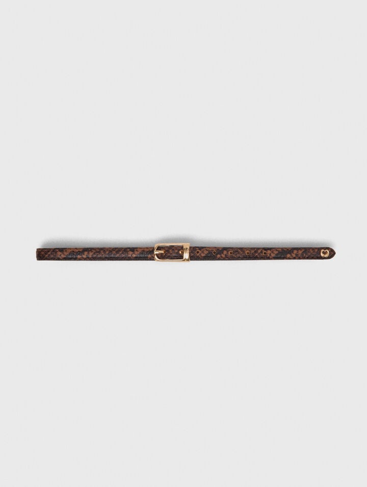 Ceinture fine en cuir emboss&eacute;
