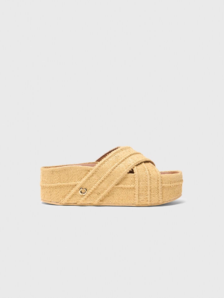 Mules &agrave; plateforme effet raphia