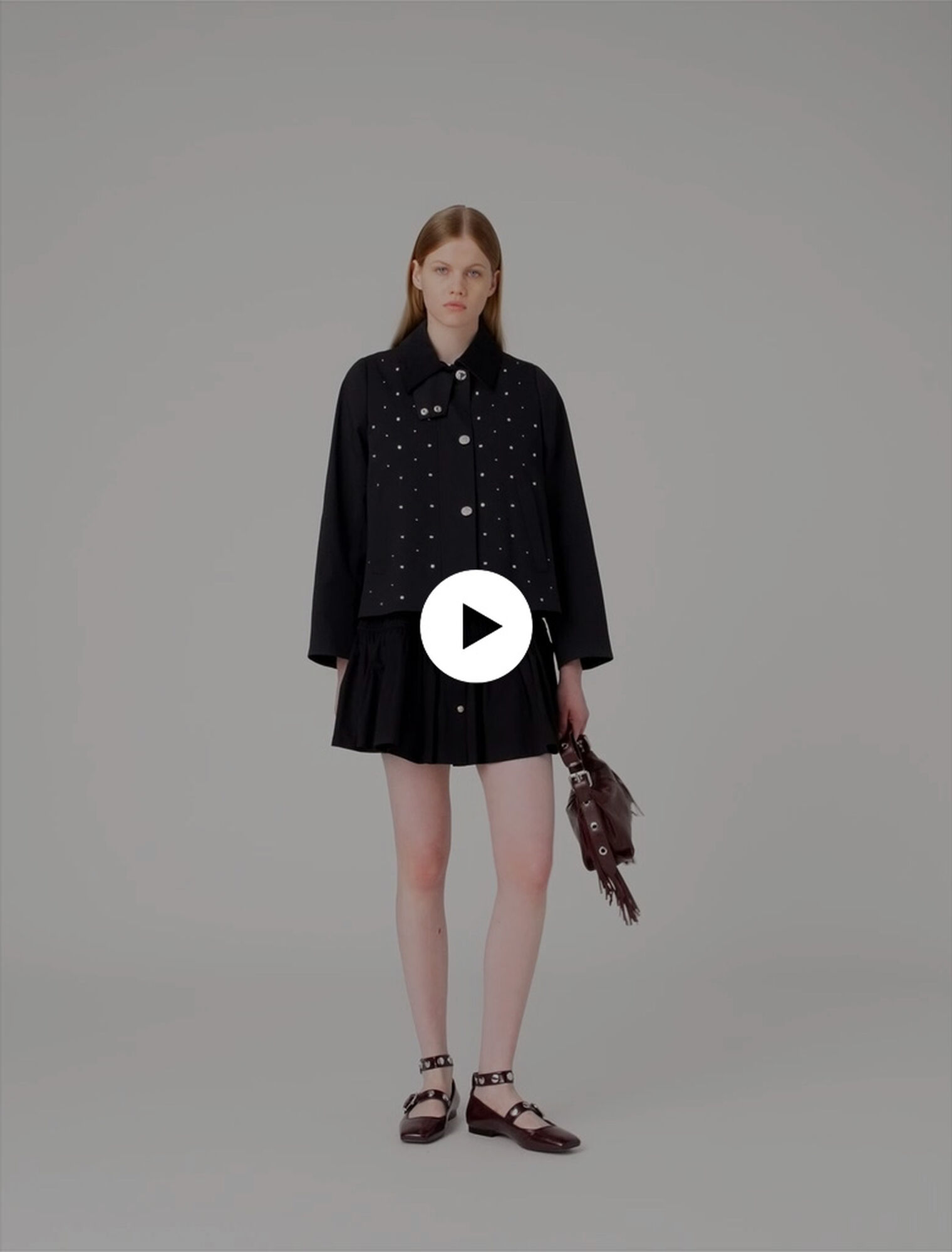 Veste courte col velours et clous