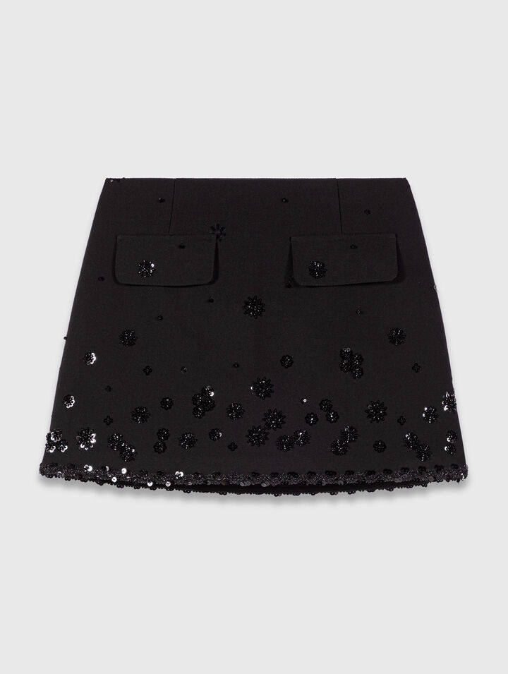 Short trompe l'œil brodé