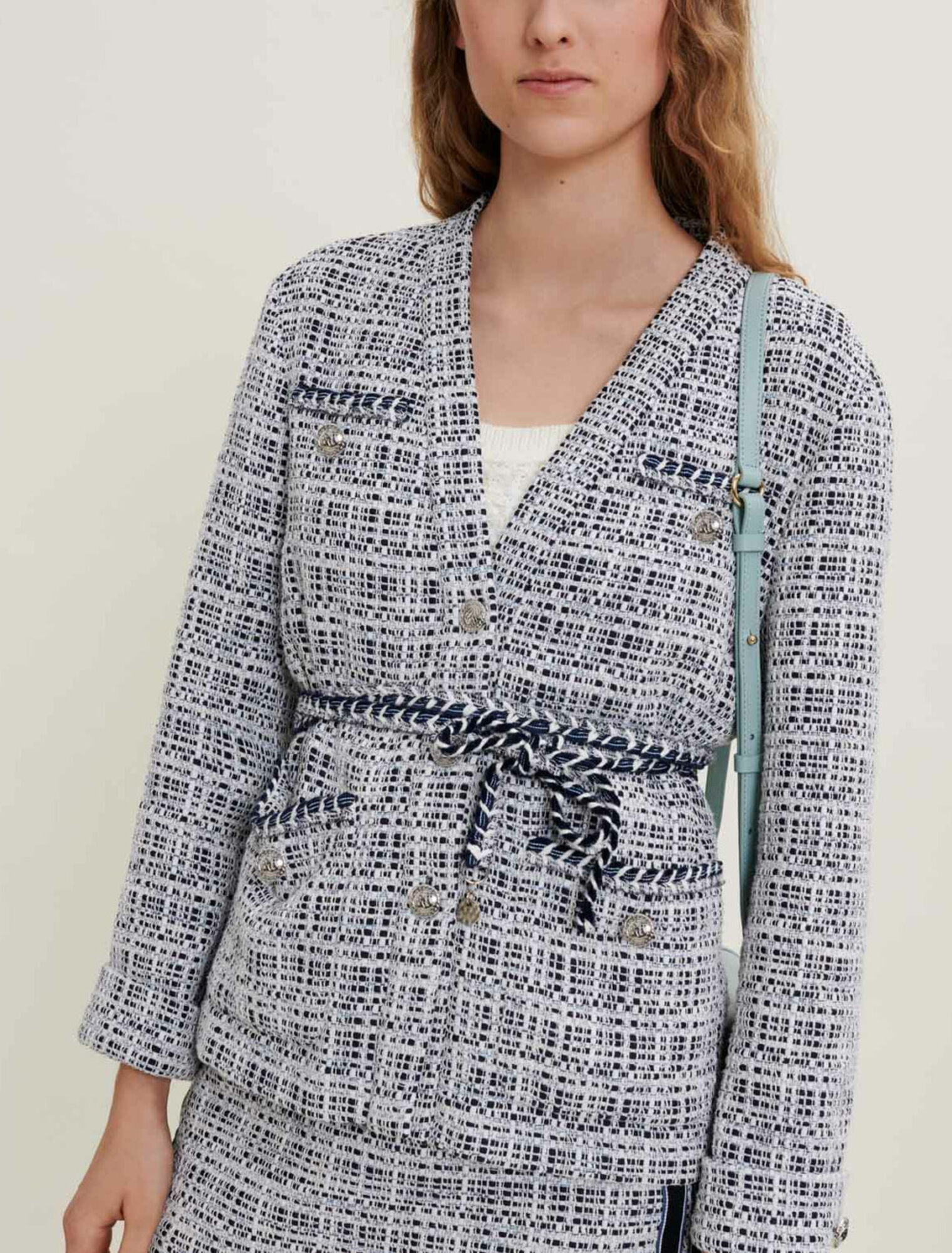 Veste en tweed ceinturée