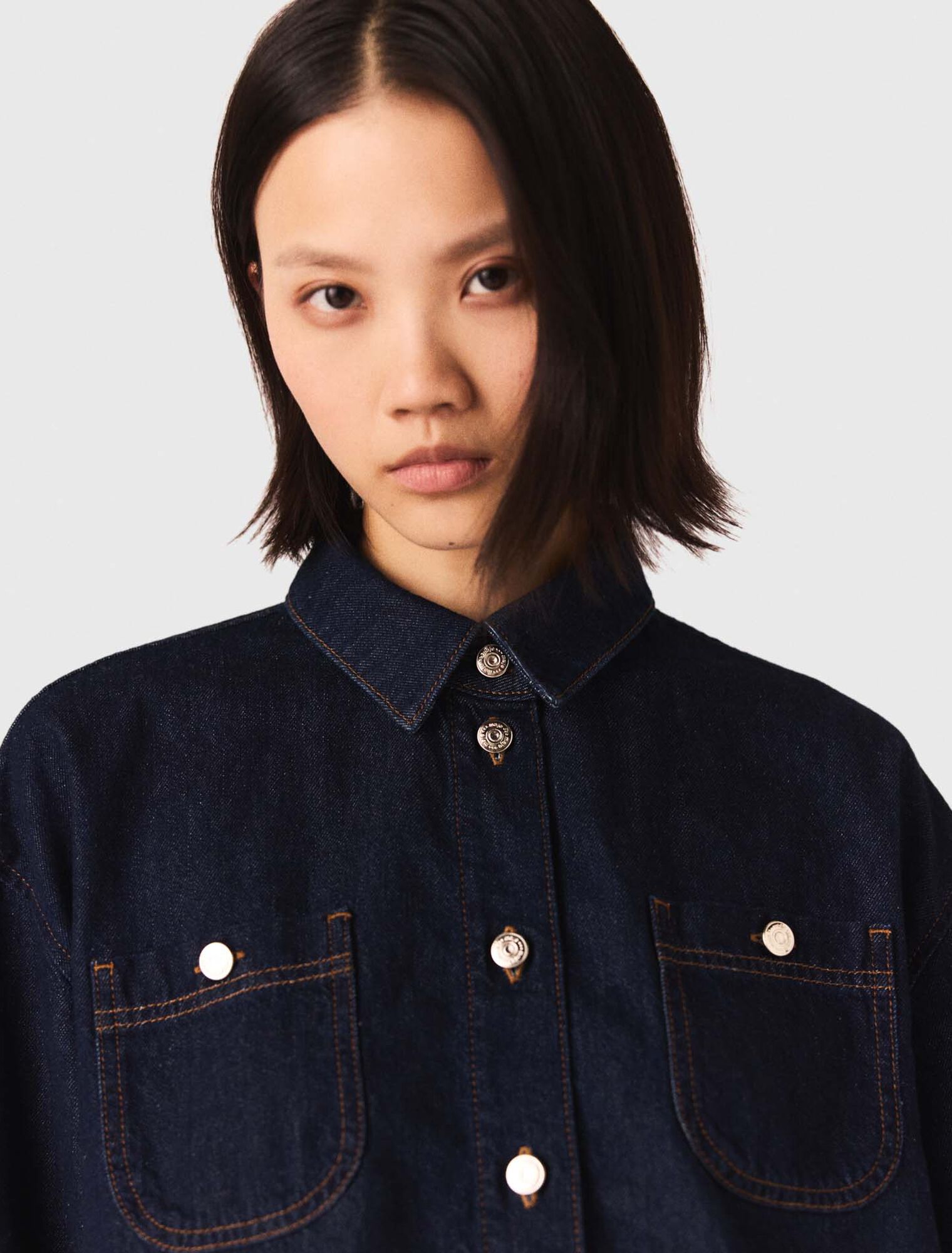 Chemise en denim avec Lavallière