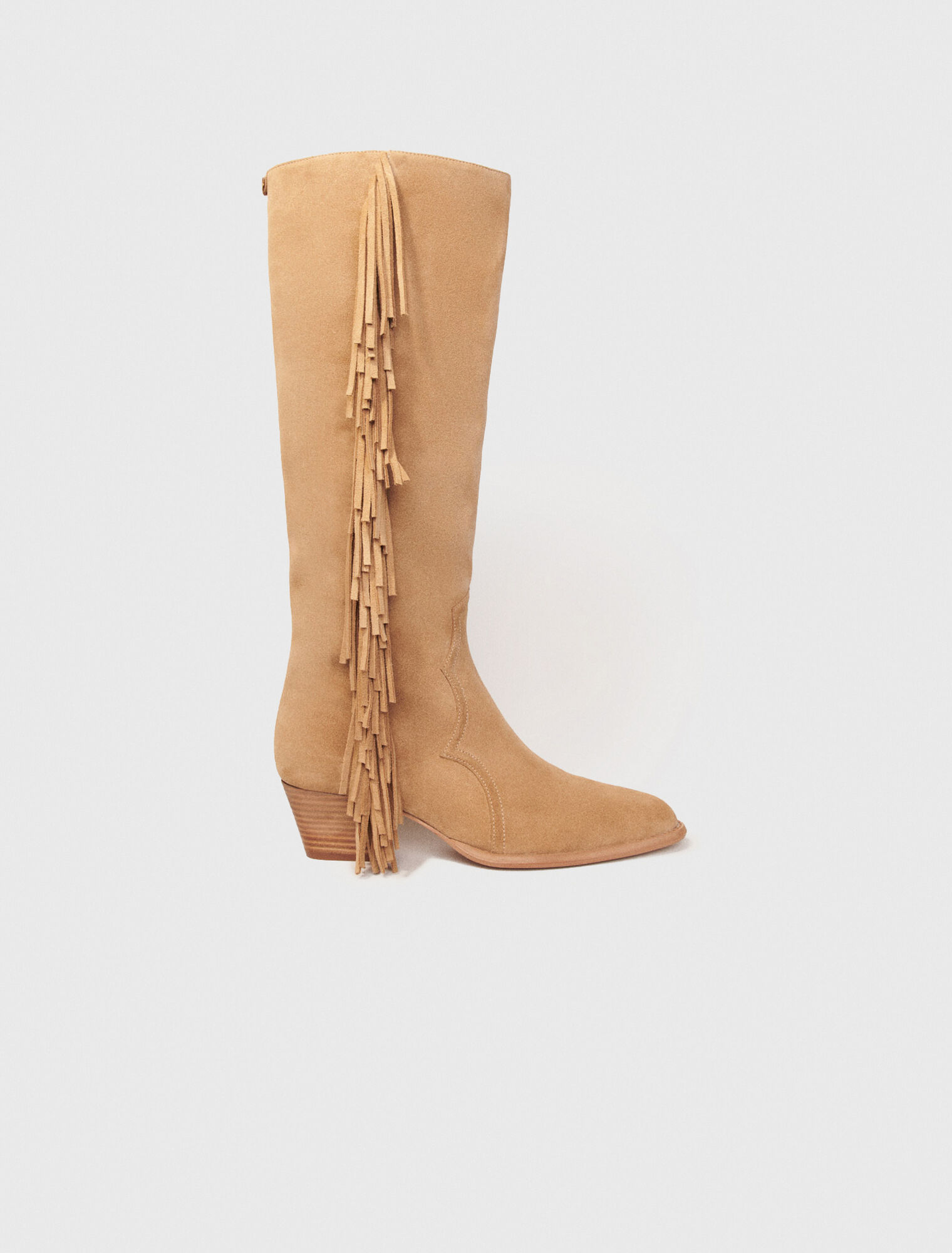 Bottes western en suède à franges
