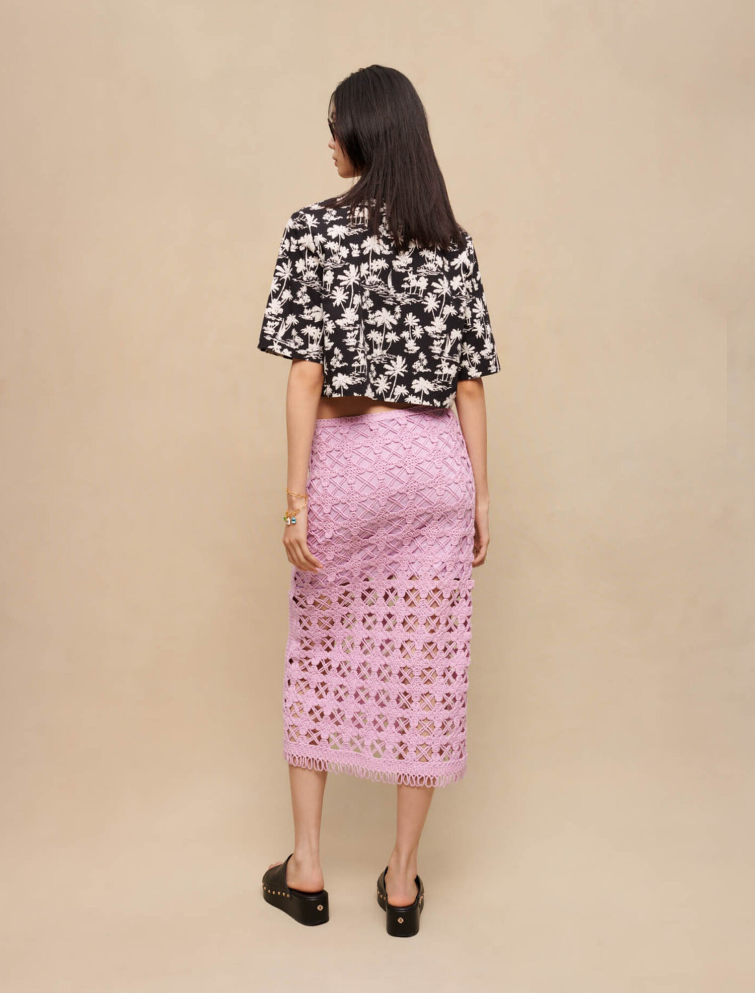 Chemise courte imprimé palmiers