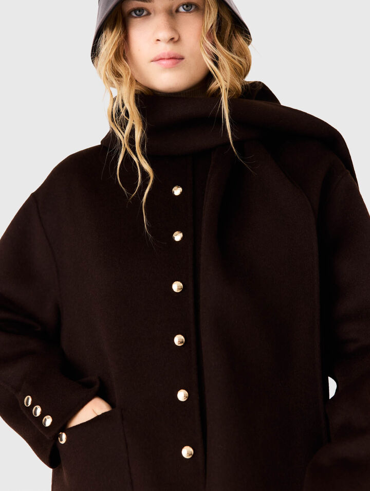 Manteau en laine &agrave; &eacute;charpe amovible