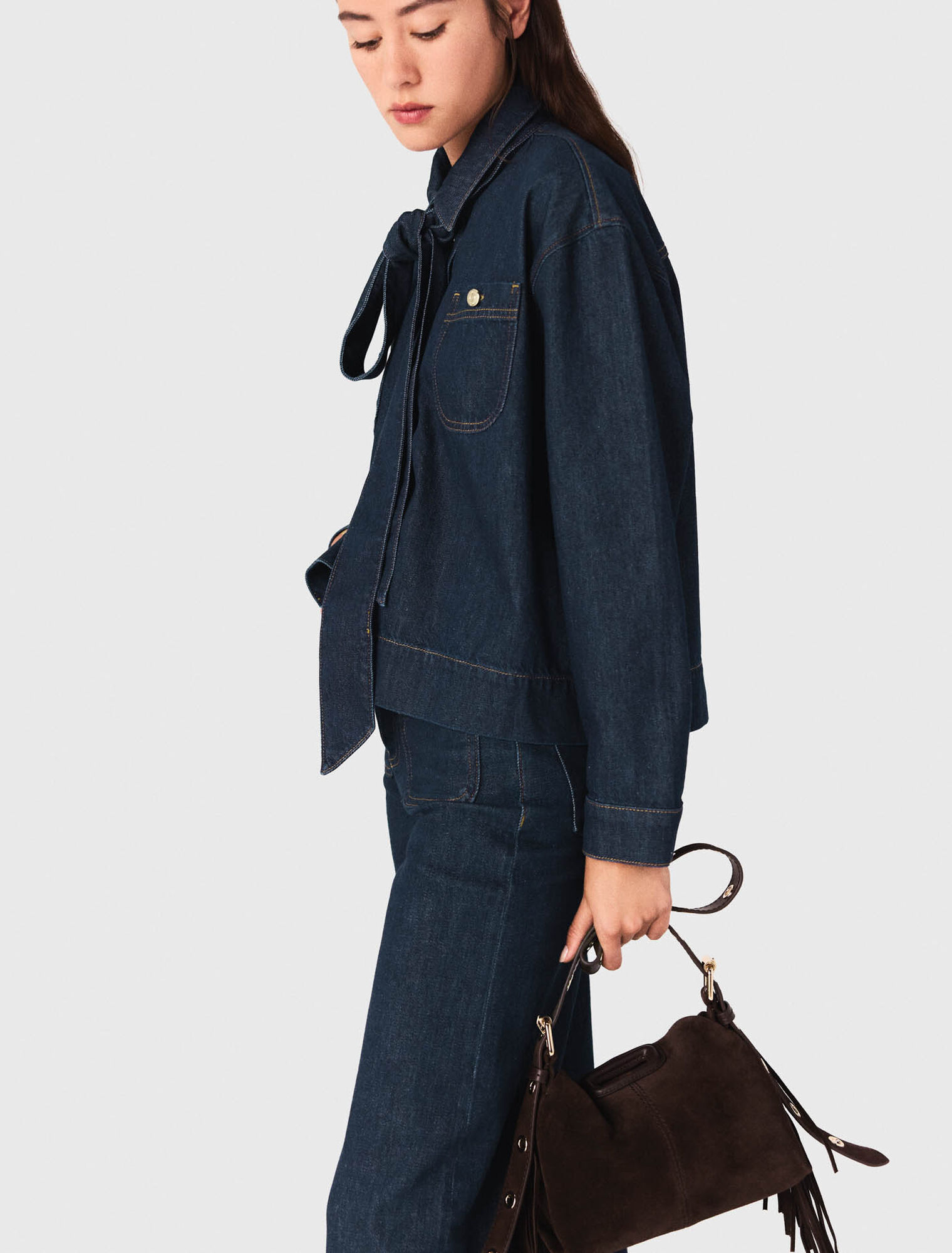 Chemise en denim avec Lavallière