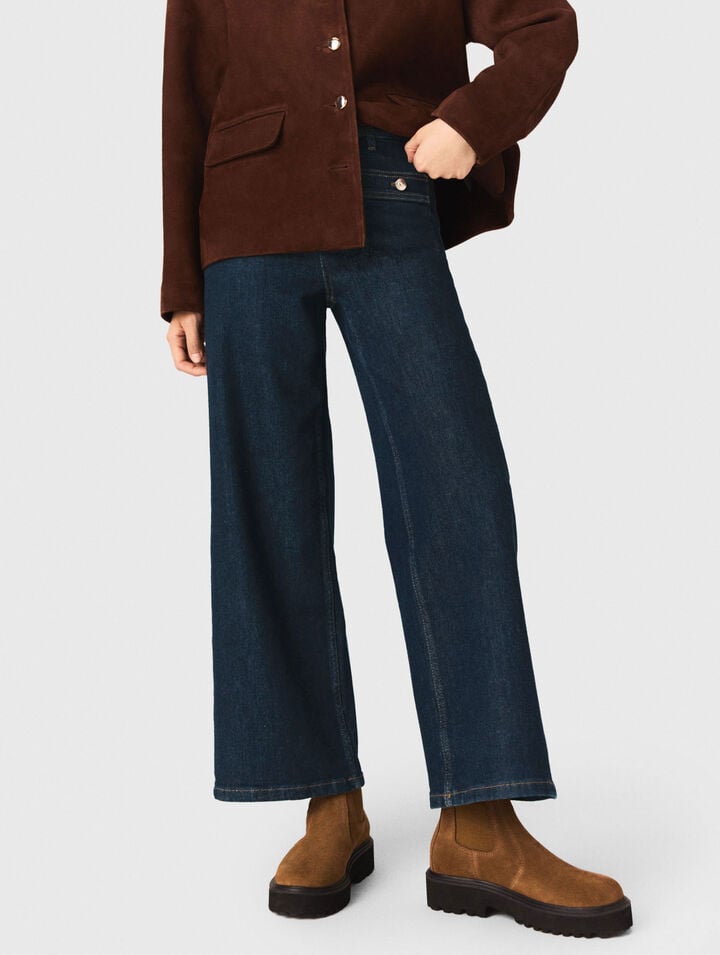 Jean large avec poches plaqu&eacute;es