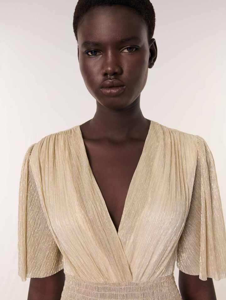 Robe à volants métallisée