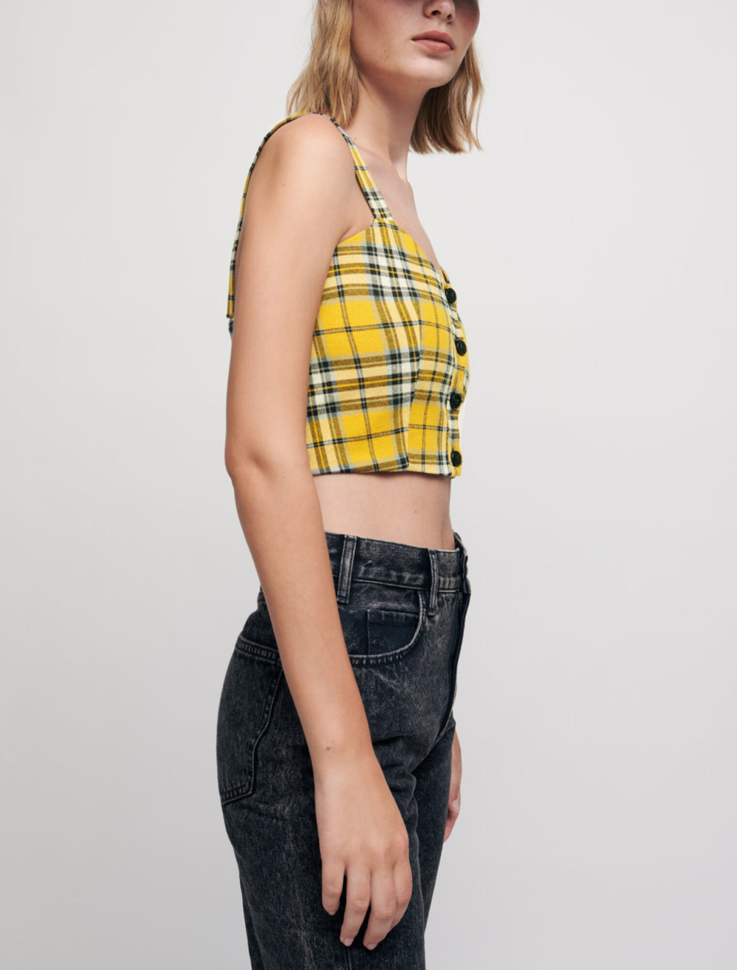 Crop top à carreaux façon tartan