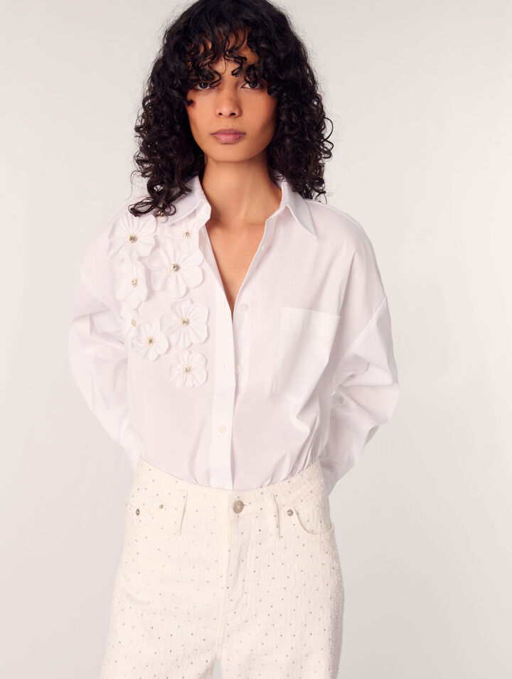 Chemise longue à fleurs brodées