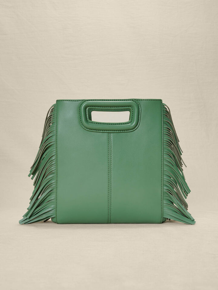 Sac M à franges en cuir perforé