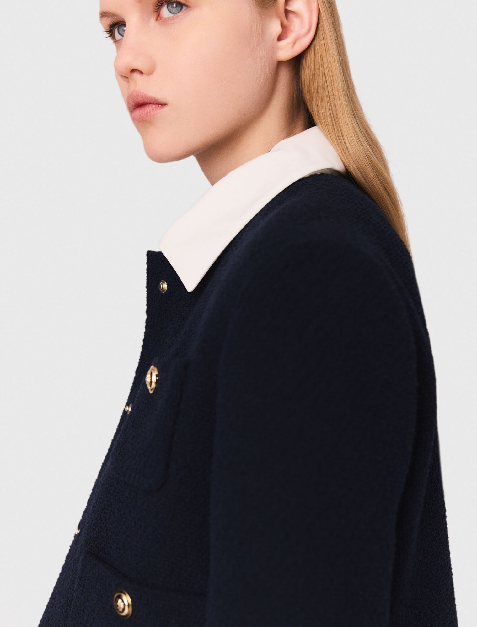 Veste courte tweed et col amovible