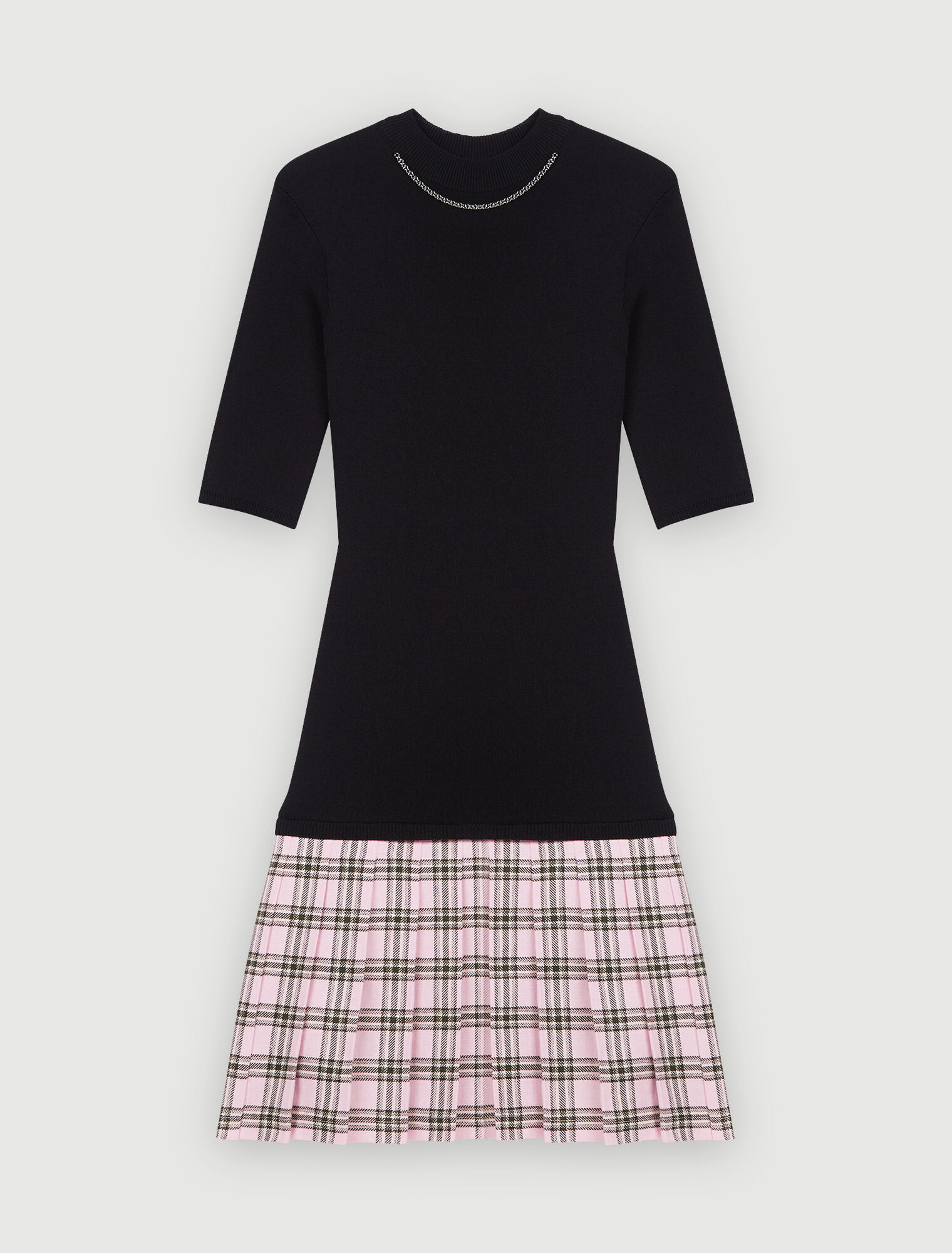 Robe en maille et en laine à carreaux