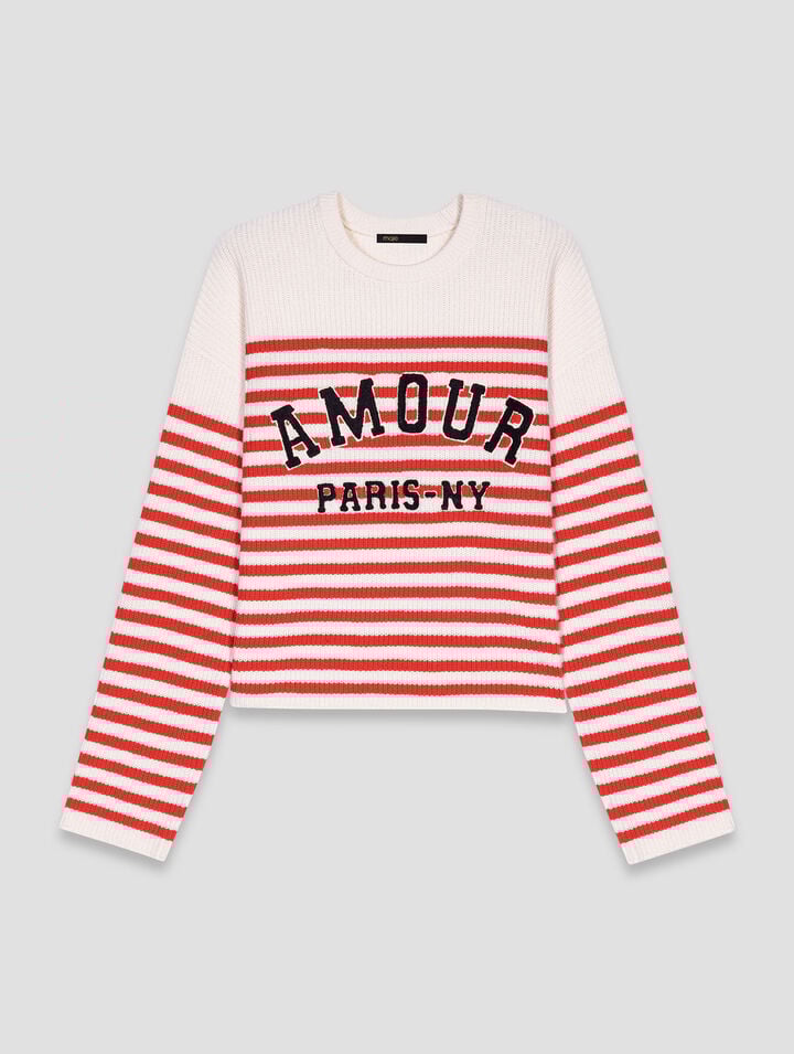 Pull rayé en maille côtelée