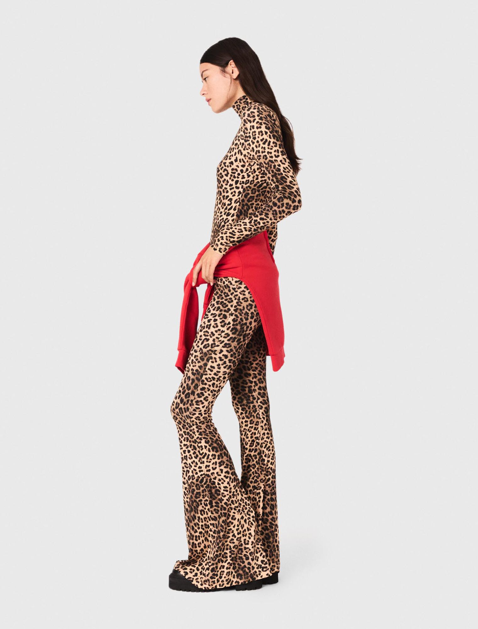 Legging évasé en imprimé léopard