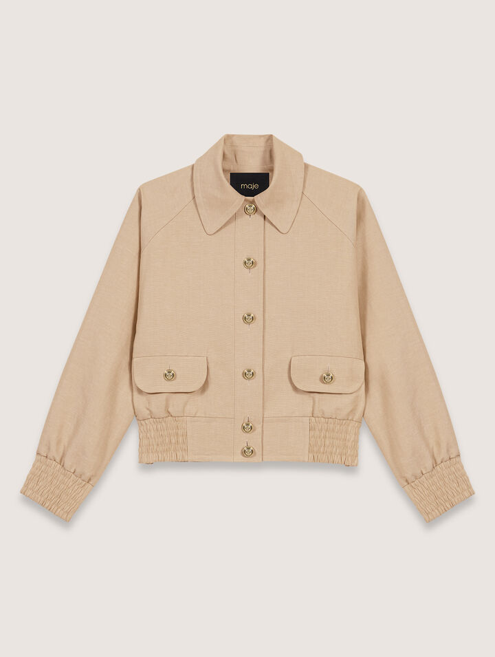 Blouson bomber en lin et coton