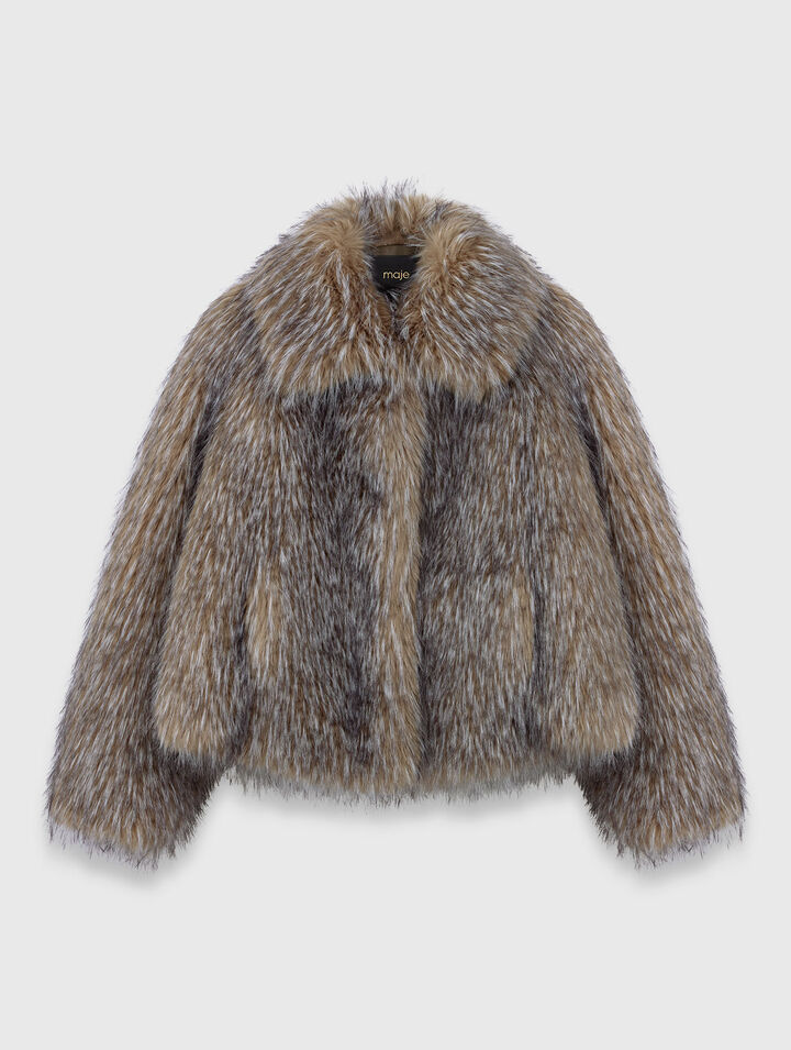 Manteau court en fausse fourrure