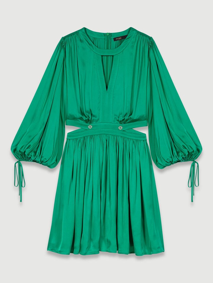 Robe Courte Satinée - Vert - Maje