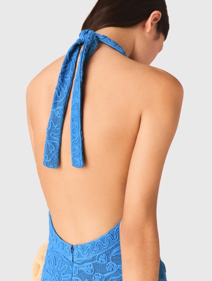 Robe longue dos nu en guipure