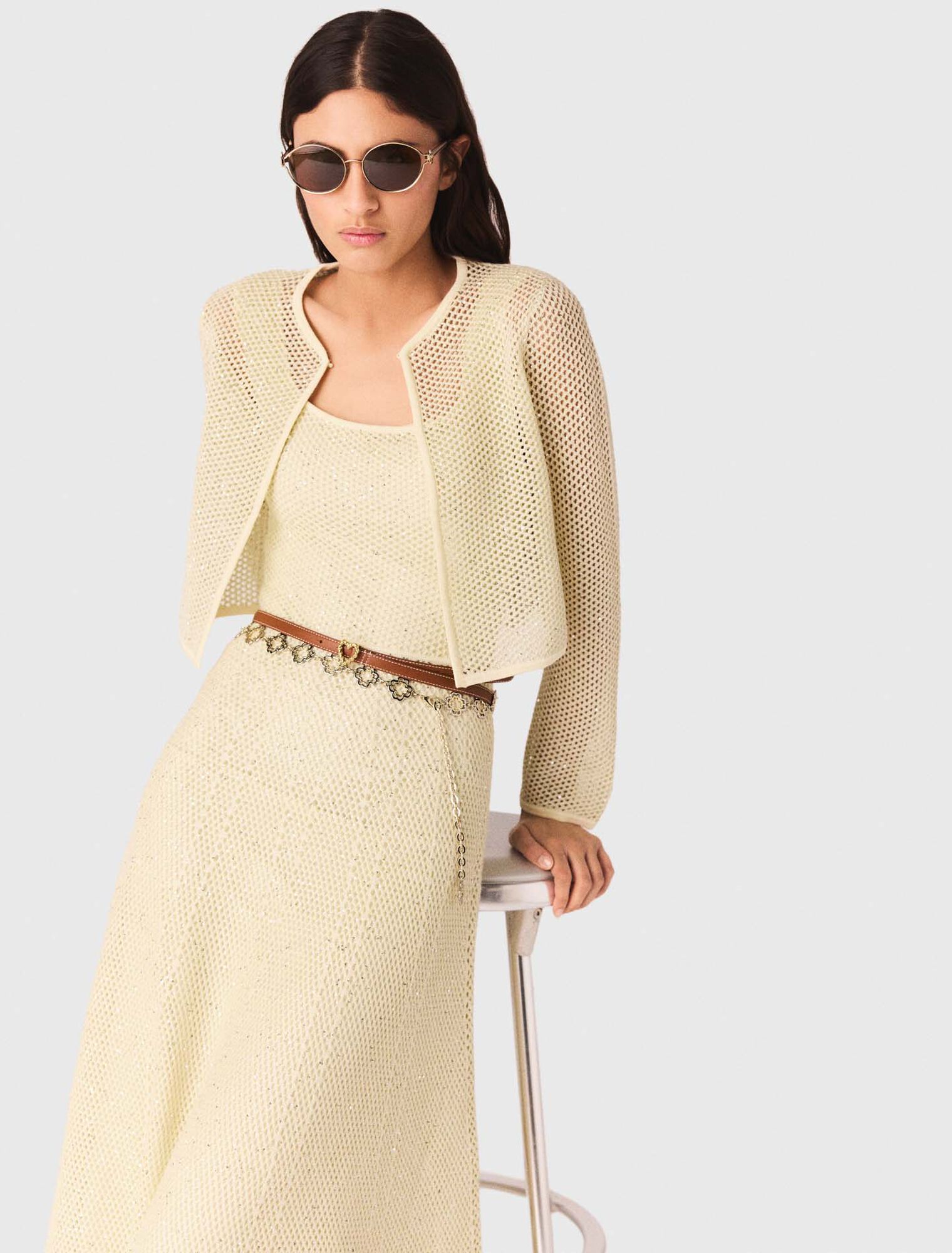 Cardigan en maille strass&eacute;e