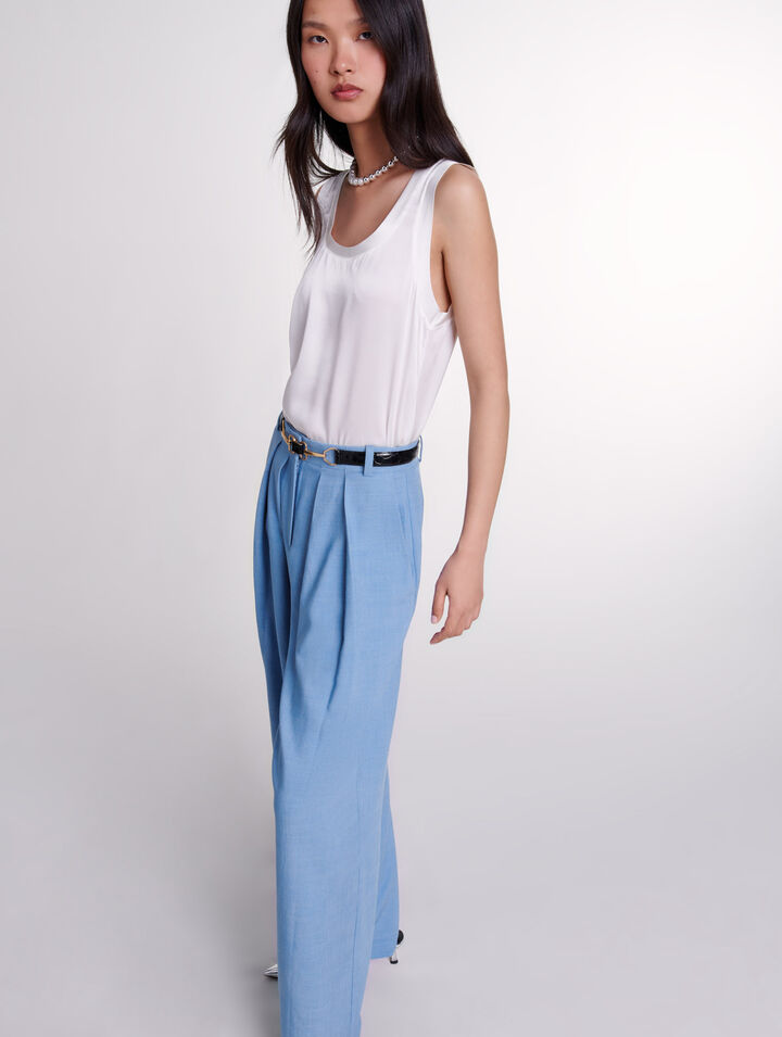 Pantalon de tailleur large à plis 