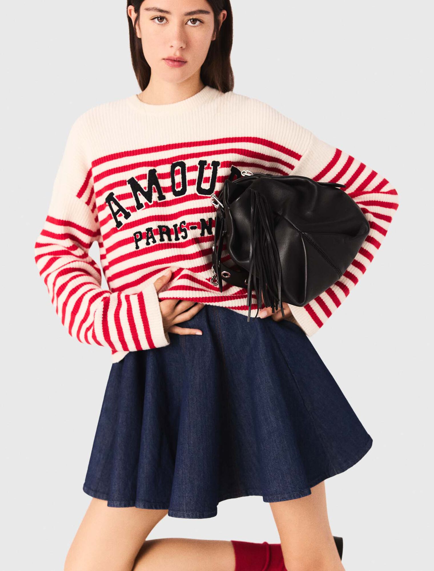 Pull rayé en maille côtelée