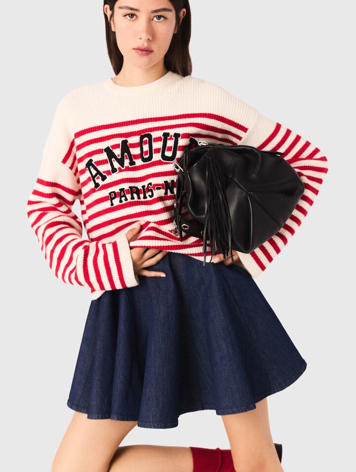Pull rayé en maille côtelée