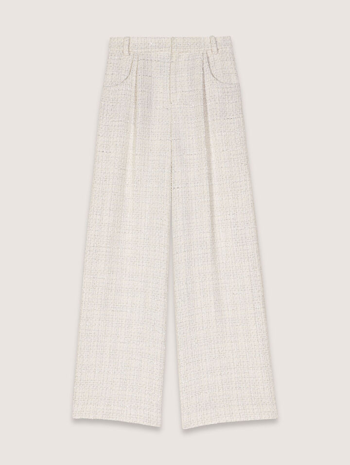 Pantalon large en tweed