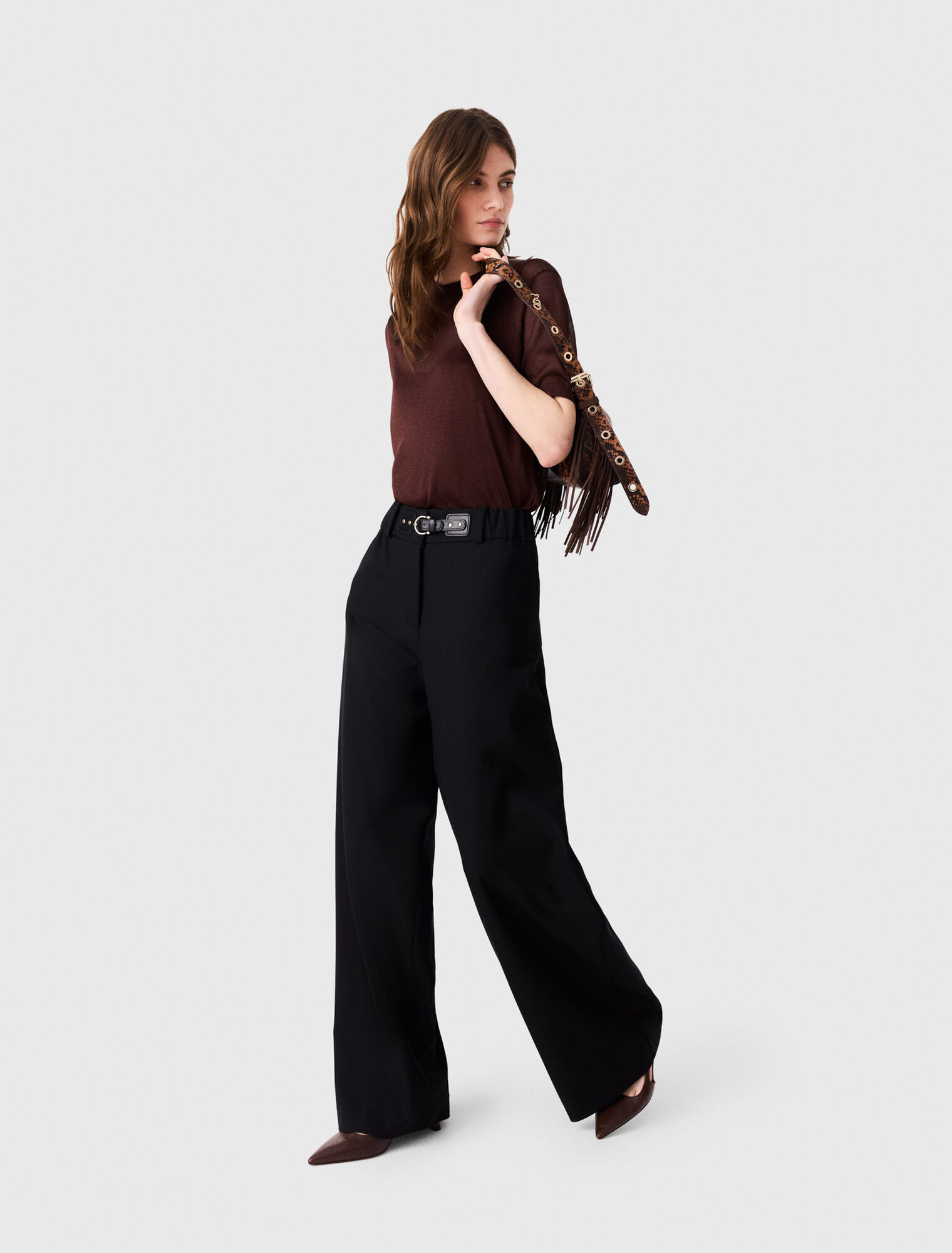 Pantalon tailleur &agrave; jambes larges
