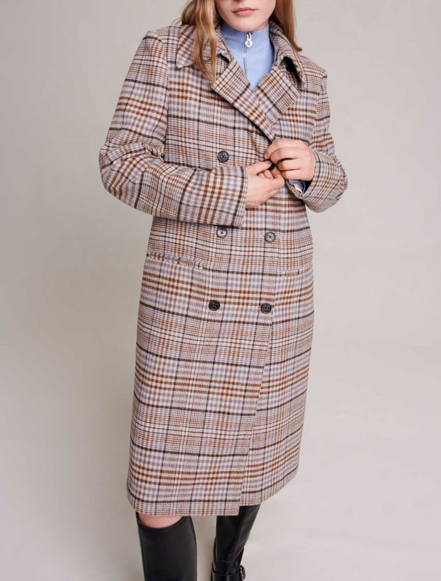 Manteau long à carreaux