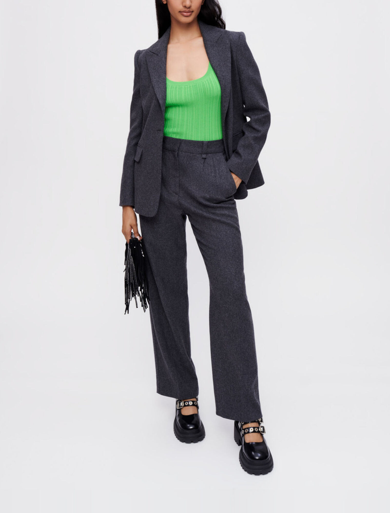Pantalon large en flanelle grise