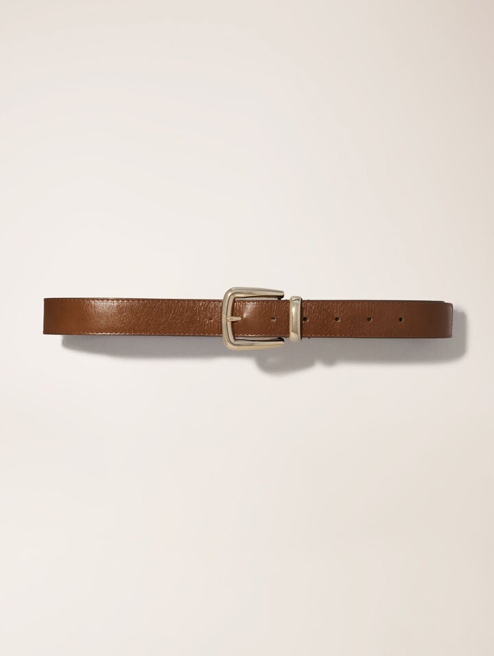 MAJE LEATHER BELT WITH SQUARE BUCKLE