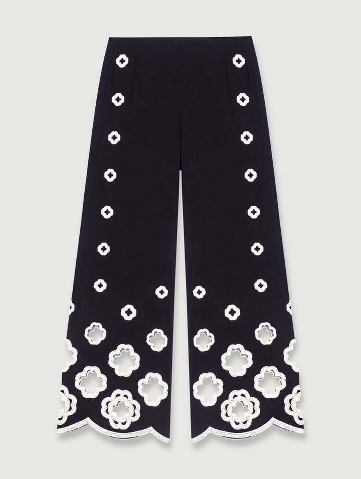 Pantalon Large Ã€ Crochet - Noir - Maje