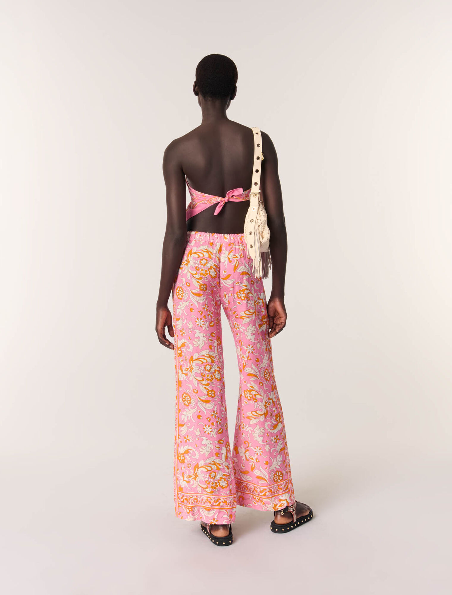 Pantalon en lin imprimé
