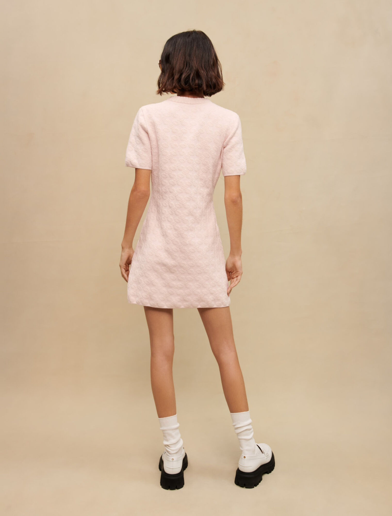 Robe en maille texturée rose