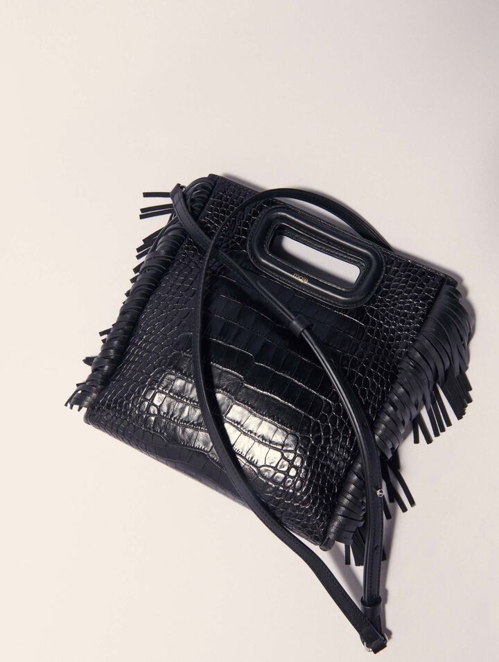Sac M en cuir effet croco