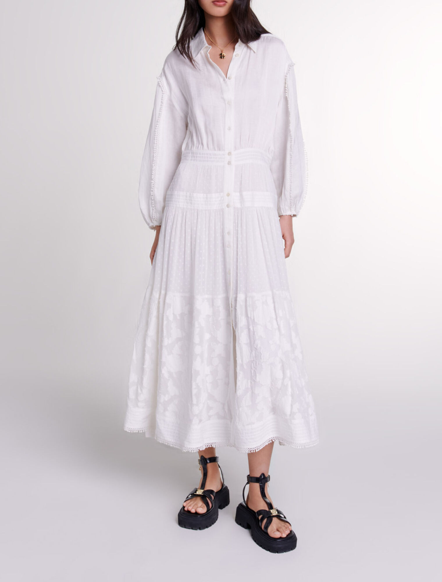 Robe longue en patchwork de coton
