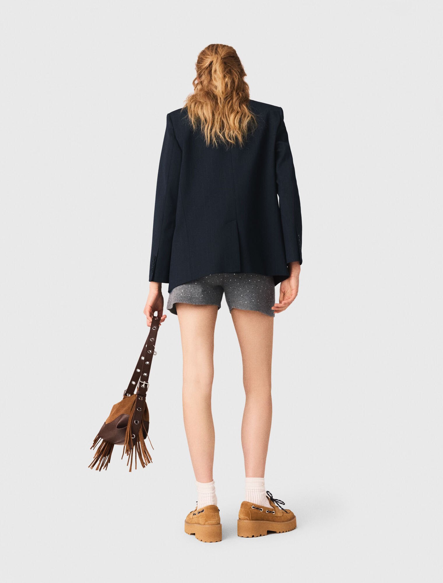 Short en maille &agrave; strass