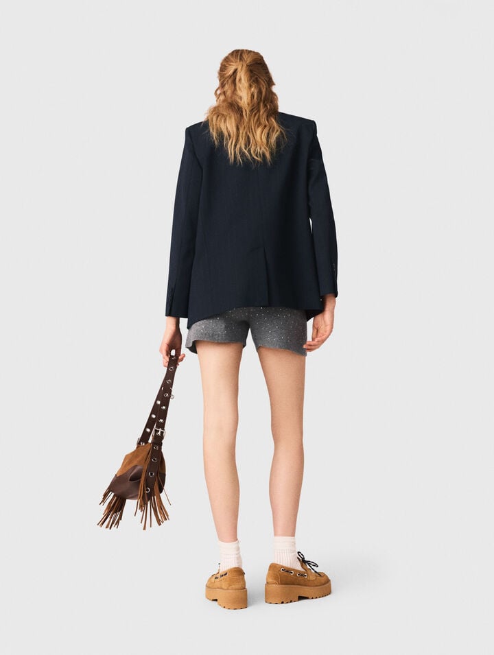 Short en maille &agrave; strass