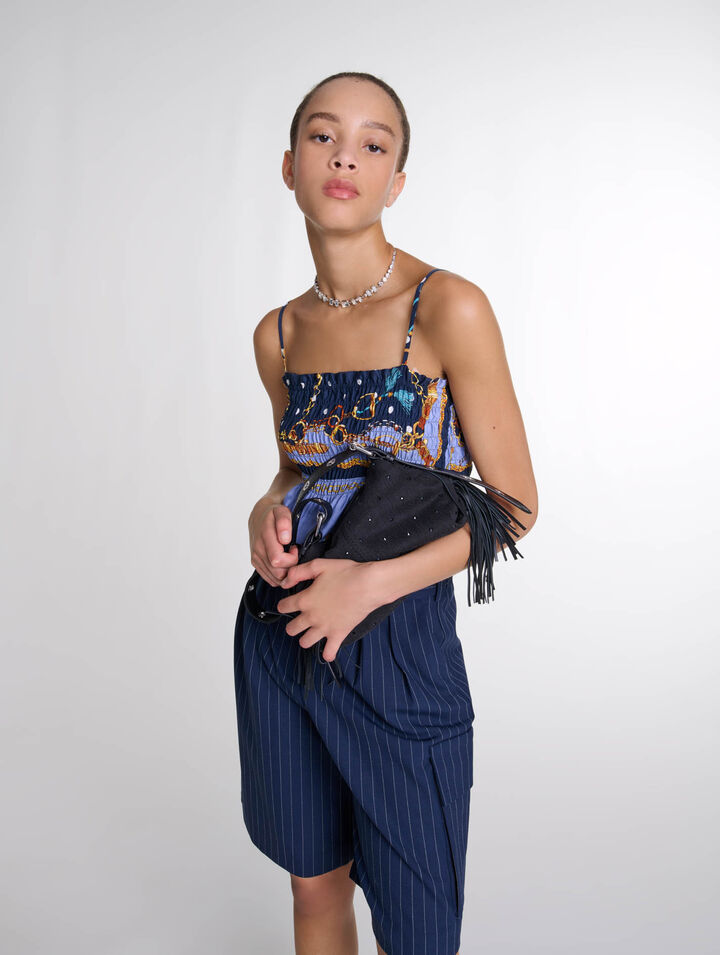 Crop top smocké imprimé