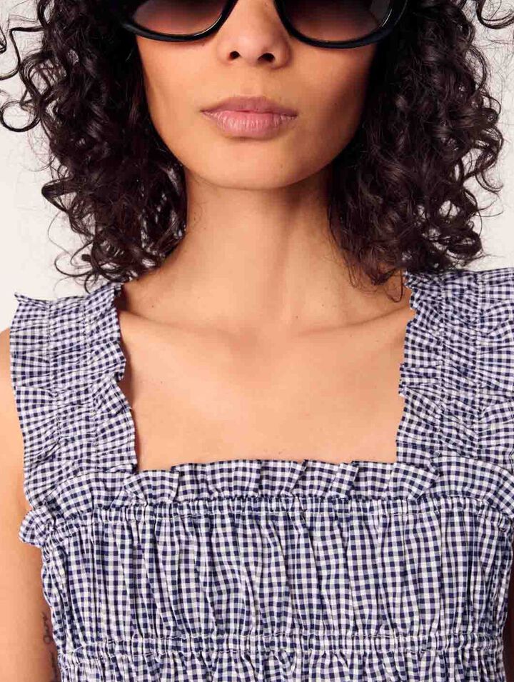 Top smock&eacute; &agrave; motif vichy