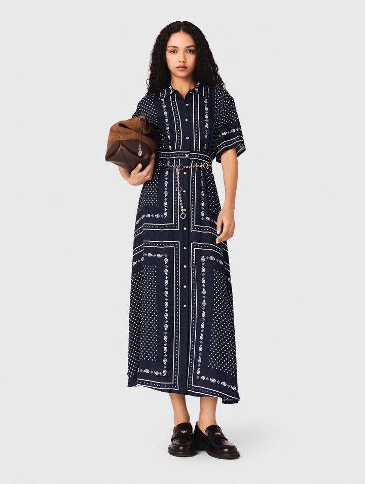 Robe longue fluide imprim&eacute;e