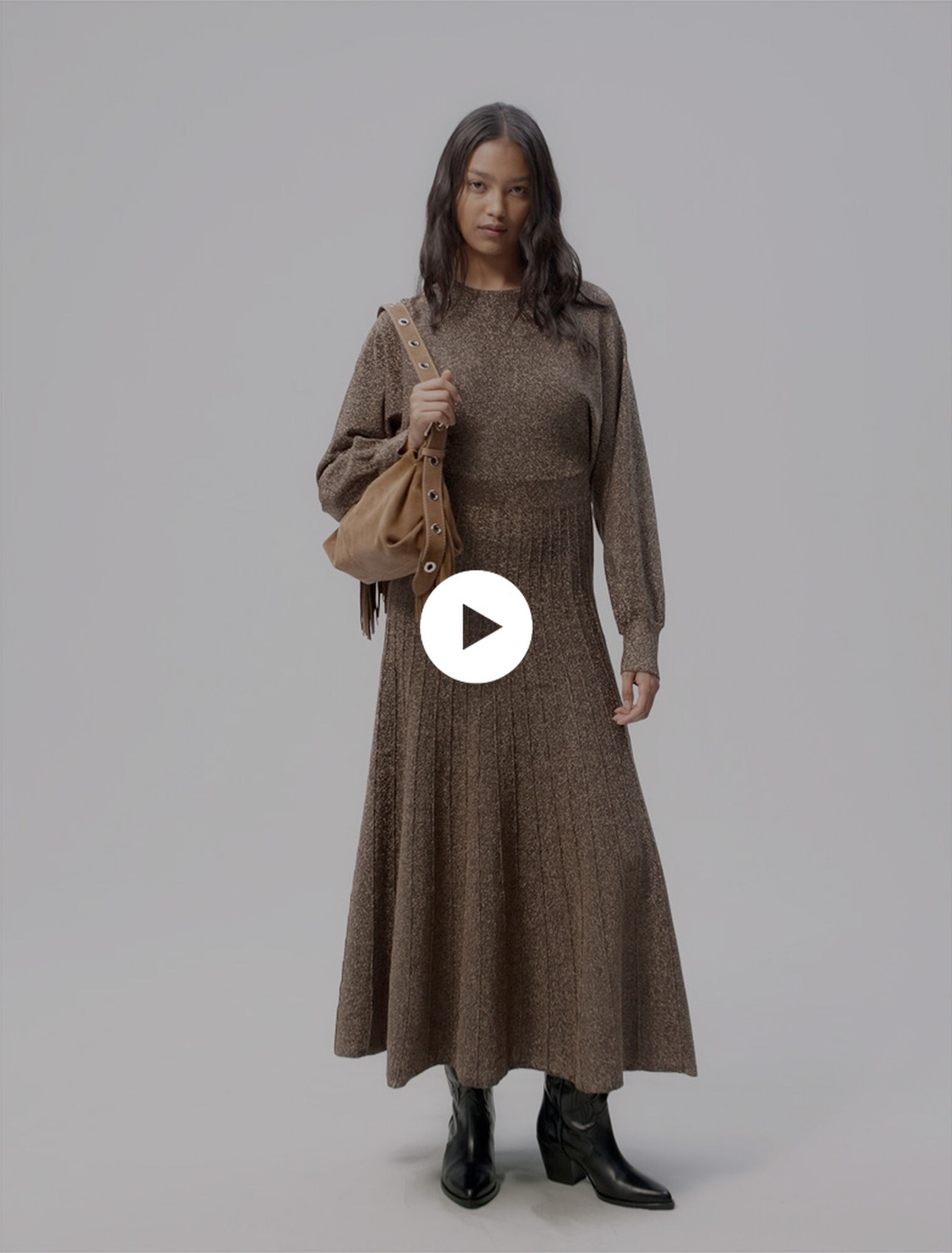 Robe longue en maille brillante