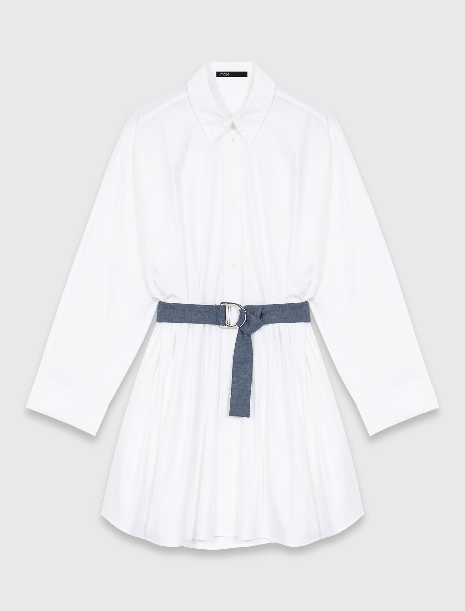 Robe chemise &agrave; ceinture contrast&eacute;e