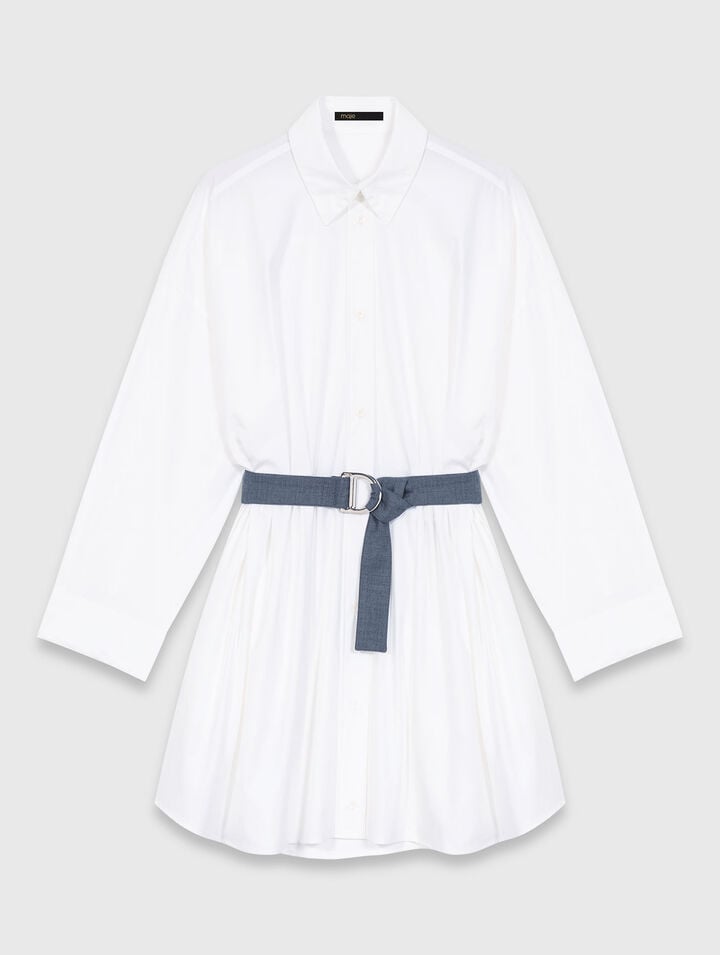 Robe chemise &agrave; ceinture contrast&eacute;e