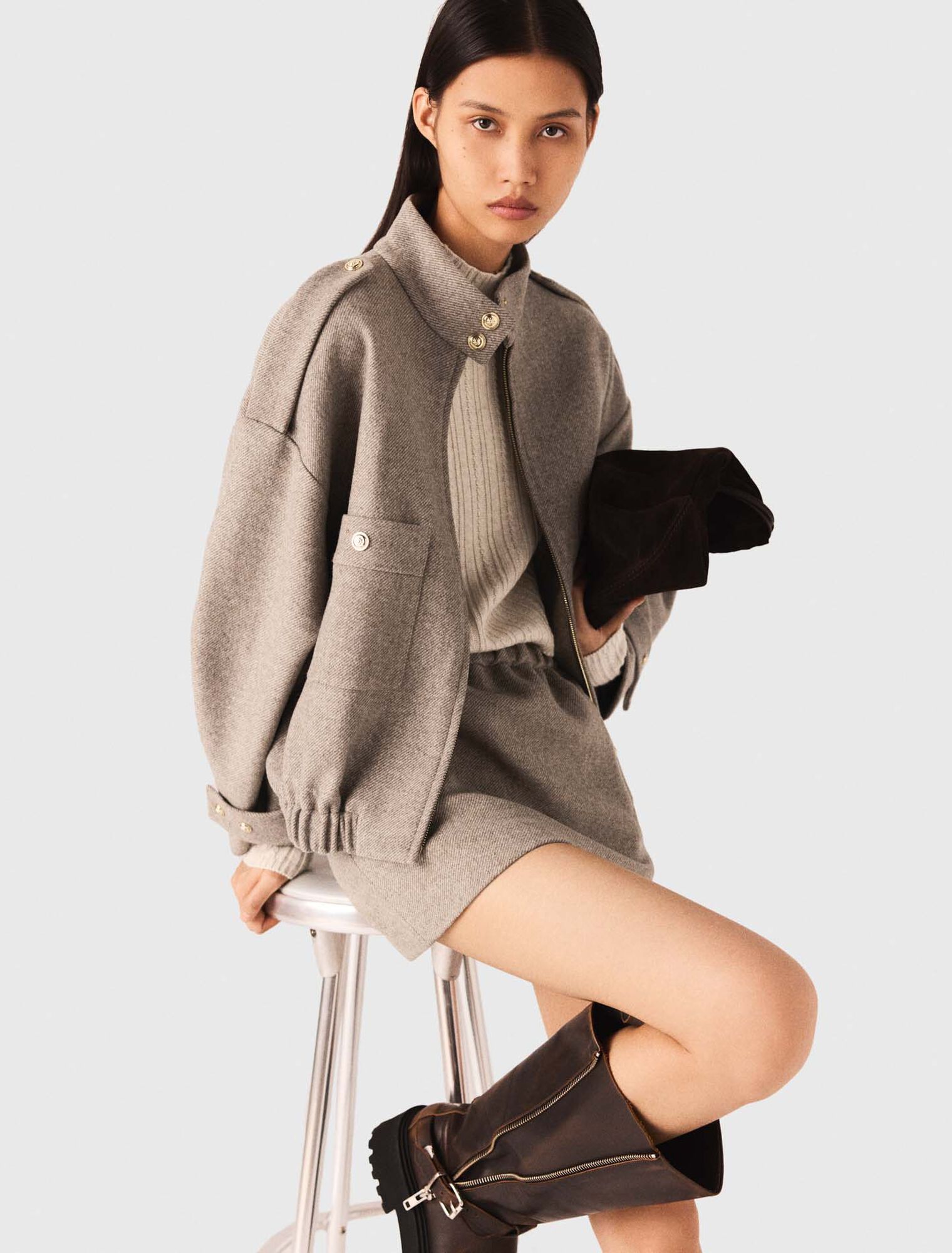 Blouson en laine mélangée