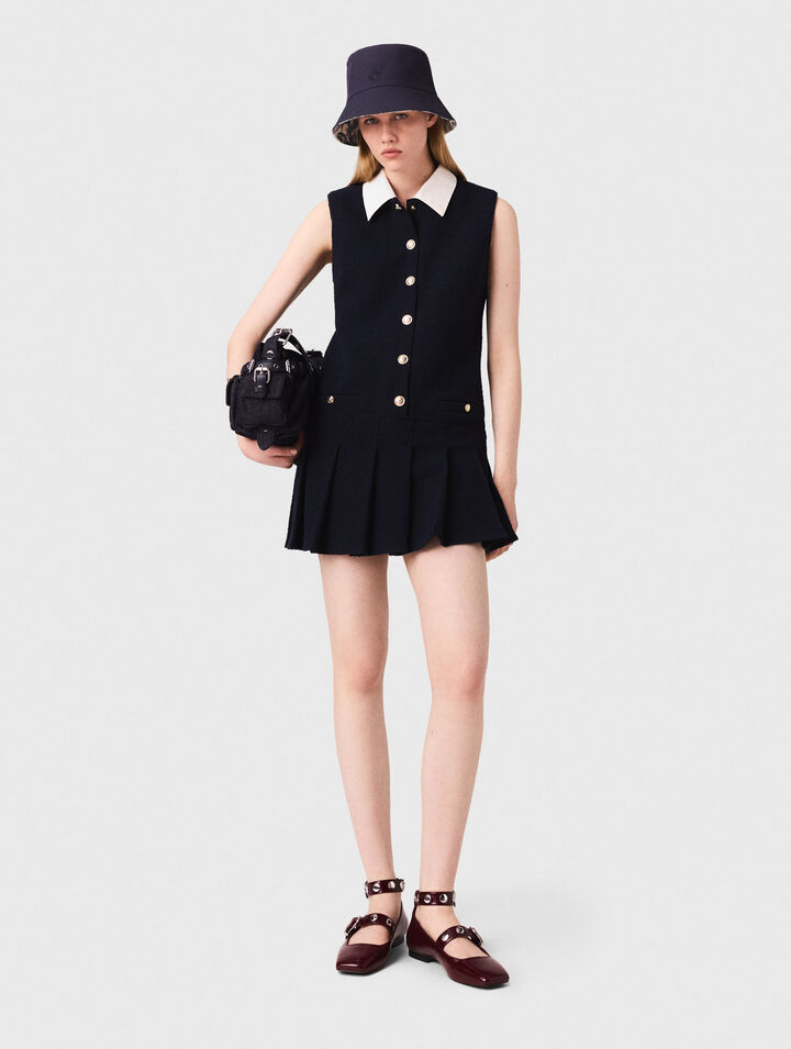 Robe courte en tweed et col amovible